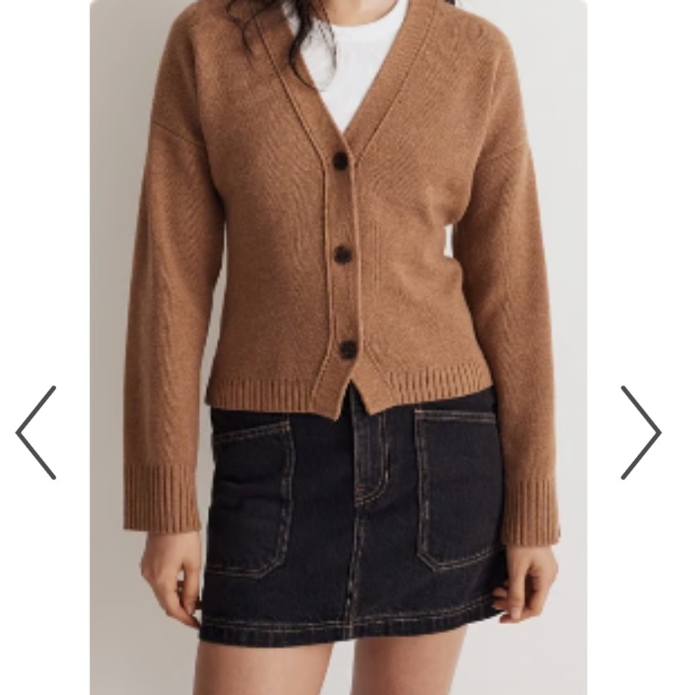 Madewell Camel Vneck Button-Up Cardigan